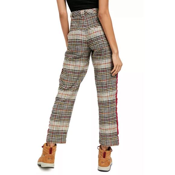 Free People Good Vibes Plaid Pants Size 0 Straight Leg Pinstripe Punk Grunge - Picture 14 of 14